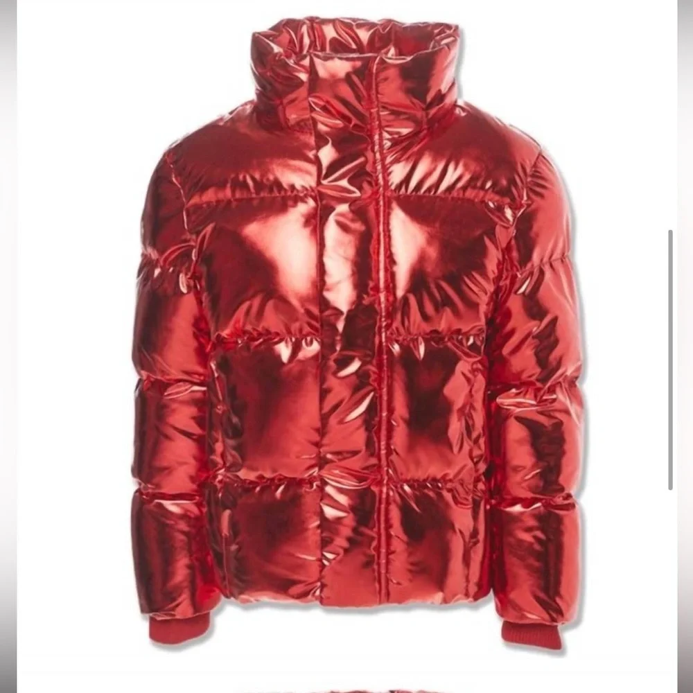 JORDAN CRAIG boy's youth metallic holographic hooded bubble jacket red 6 read - Picture 3 of 12